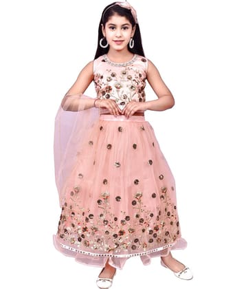 Arshia Fashions Net Lehenga Choli Set For Girls ( Pack of 1 , Green )