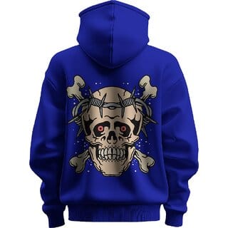 BULL CLOTHING Men's Face Dark Blue Hoodie Bold Design with Barbed Wire 280 GSM Fleece for Comfort and Style (XXL)