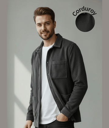 Rigo Corduroy Men's Casual Jacket - Grey ( Pack of 1 )