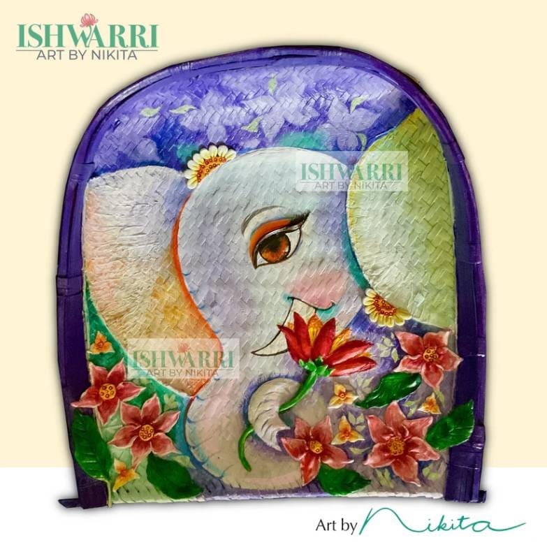 Elephant with Floral Elegance (15X17)