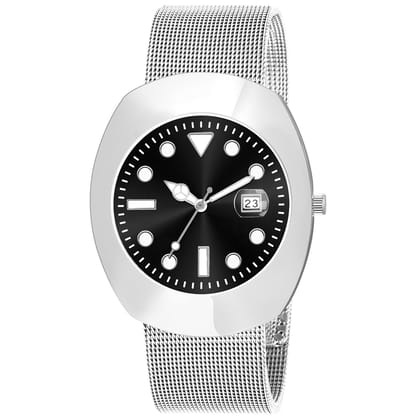 Silver Intermesh Stainless Steel Strap Analog Watch for Men LR141