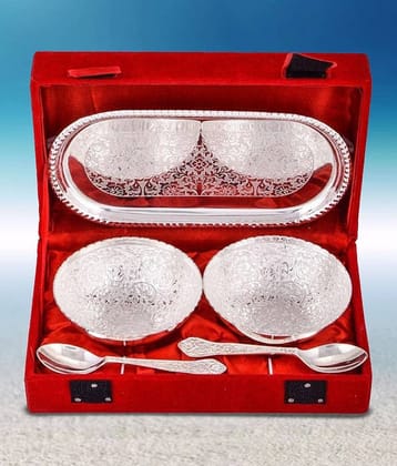 AFS HANDICRAFTS Brass Gold/Silver Plated Gift Item Silver - Pack of 5