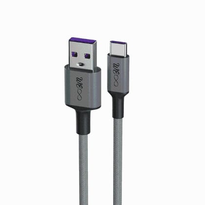Walta Elite Real Plus Pro USB To Type-C Fast Charging Braided Upto 5 Amp- Grey Walta Elite Real Plus Pro USB To Type-C Fast Charging Braided Upto 5 Amp- Grey