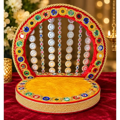Handcrafted Velvet & Mirror Deity Throne (Singhasan)