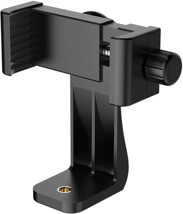 TECHONTO® 360° Degree Cell Phone Holder with Adjustable Clamp Phone Tripod Mount Adapter Compatible with Smartphones & All Types of Tripods – Black Black / Medium