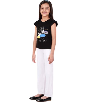 Kids Cave Pack of 2 Girls 100% Cotton T-shirt With Pants ( Black )