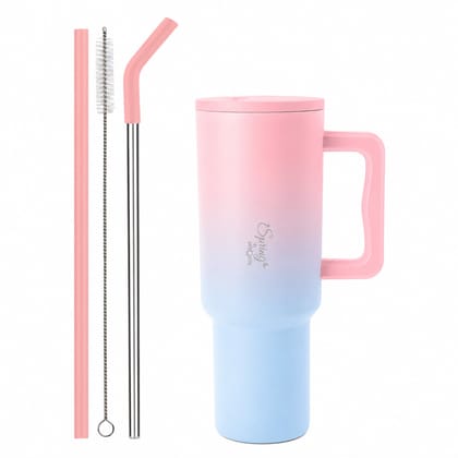 Spring by LA FORTE 1200ml Insulated Tumbler with Handle, Lid & Straws Spring by LA FORTE 1200ml Insulated Tumbler with Handle, Lid & Straws - Gradient (Pink & Blue)