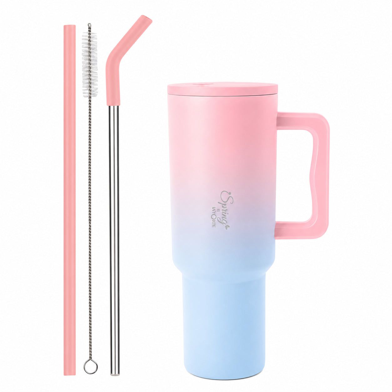 Spring by LA FORTE 1200ml Insulated Tumbler with Handle, Lid & Straws Spring by LA FORTE 1200ml Insulated Tumbler with Handle, Lid & Straws - Gradient (Pink & Blue)