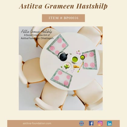 Hand Block–Printed Floral Cotton Placemats 