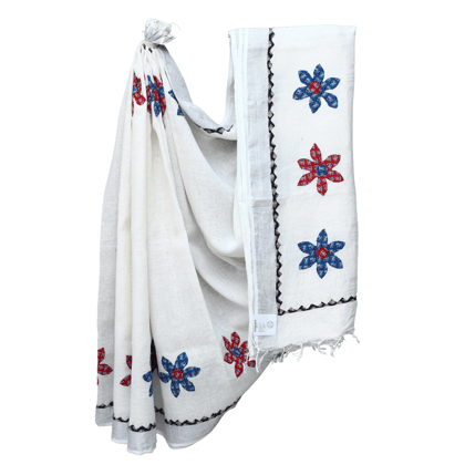 Tisser Classic Linen Saree 2A with Blouse Piece – Soft White
