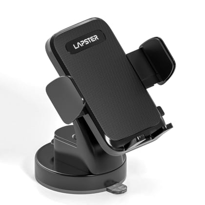 Lapster Autogrip C1 car Mobile Holder for Dashboard with 360 Degree Rotation, Secure Hold Grip, Vacuum Lock Base, One-Hand Operation, Impact-Resistant Design, Mobile Holder for car (Black) black / small