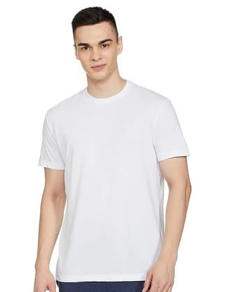 Men's Cotton Regular Fit Half Sleeves Crew Neck Solid Lounge T-Shirt