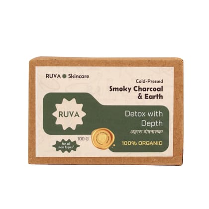 RUVA Handmade Smoky Charcoal & Earth Cold-Pressed Ayurvedic Soap Bar | Deep Detox & Pore Purity, Skincare Ritual | Velvety Lather, Face Safe | Natural Skincare for All Skin Types RUVA Handmade Smoky Charcoal & Earth Cold-Pressed Ayurvedic Soap Bar | Deep Detox & Pore Purity, Skincare Ritual | Velvety Lather, Face Safe | Natural Skincare for All Skin Types
