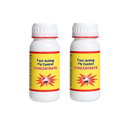 Fast-Acting Fly Control Concentrate | Pack of 2 x 200ml | Makes 20L Spray | Odorless Insect Control | Home, Hotel, Kitchen & Farm Use | Pet & Child Safe | Fly Repellent
