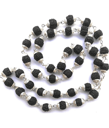 Black Tulsi Mala with silver cap (Pack of 1)