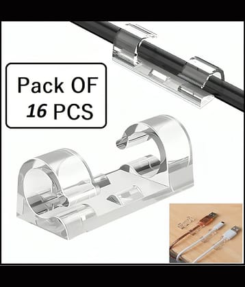 Purple Dust Cable Clips [16 Pieces], Cable Tidy Clips, Cable Ties, Self Adhesive Fastening, Can Be Used to Manage Cables Wires in a Home or Office