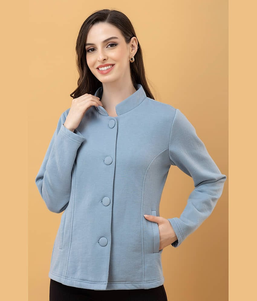 Purys Women Shirt Collar Fleece Jacket ( Blue )
