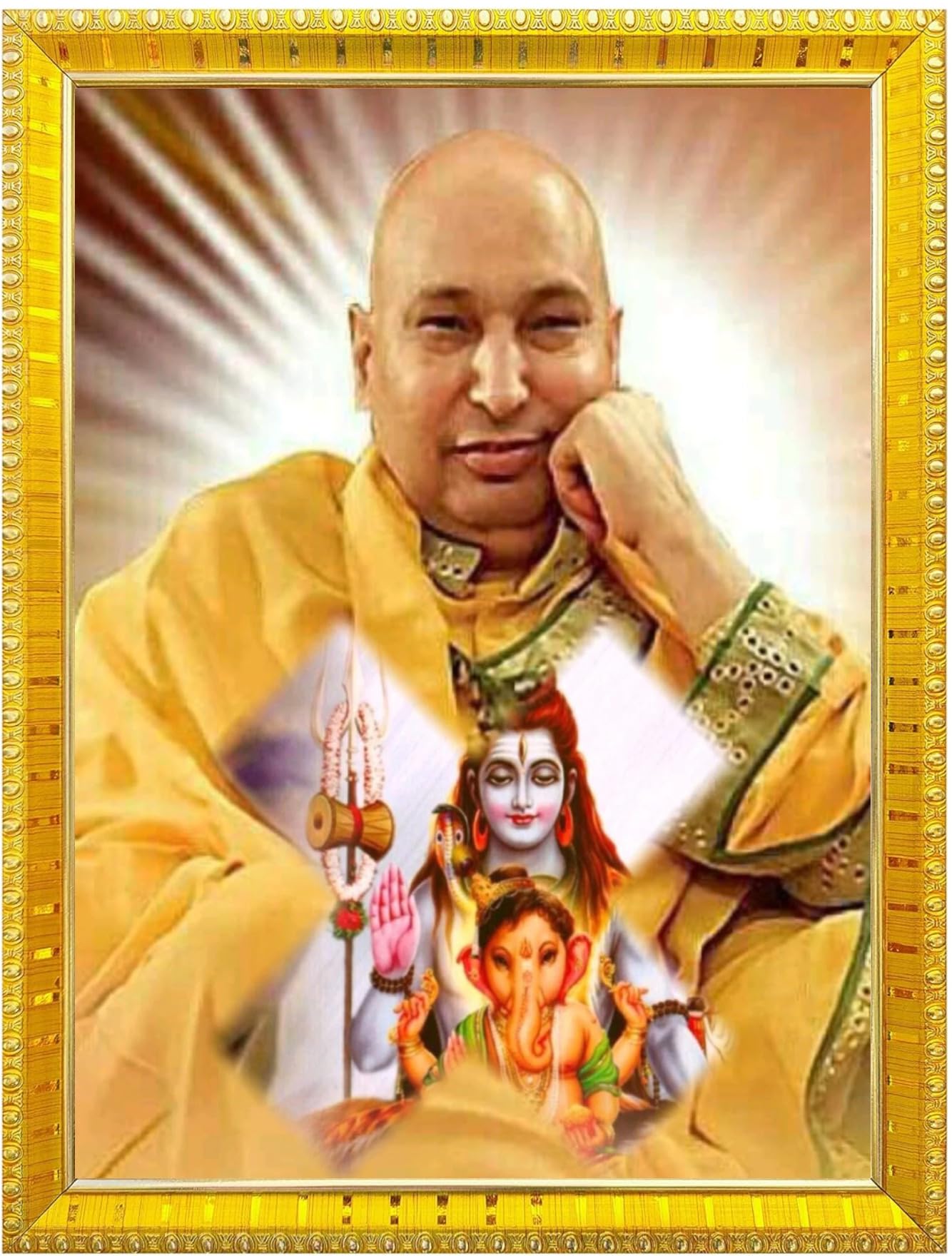 NOKKES Jai Guru Ji Swaroop Shukrana Guru Ji Golden 5X7 Inch Photo Frame_AQW12