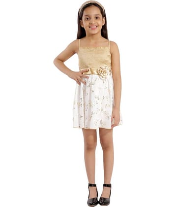 Kids Cave 100% Cotton A-line For Girls ( Pack of 1 , White )