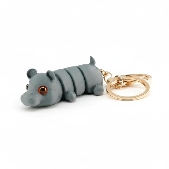 Vinglits Wild Beasts 3D Printed Keychains – Articulated Animal Toys, Pocket-Friendly Keyrings, Stress Relief Desk Toys for Kids & Adults, Collectible Accessories (Chunky - The Hippo)