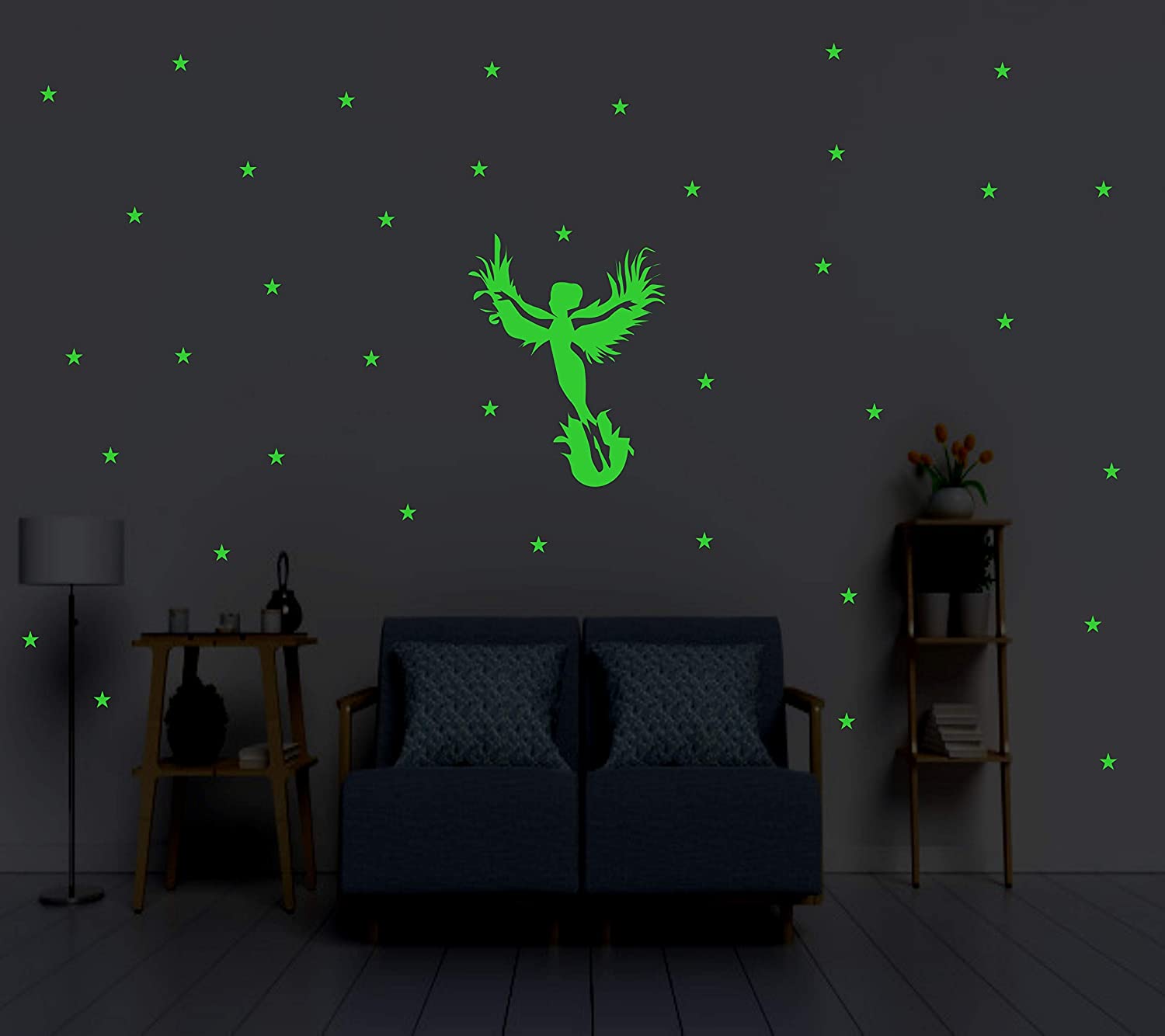DreamKraft Glow in The Dark Kids Room Decor Radium Wall Stickers (Green, 150 cm X 98 cm)