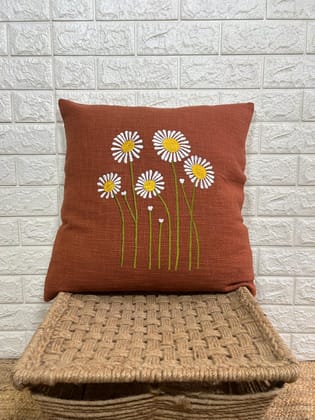 Indihomecraft Brick Red Cushion Cover Hand Woven Flower Emb Inspired Decorative Boho Cushion Cover for Sofa Couch Swing Chair Living Room & Bedroom 18x18 Inches, Pack of 1 Indihomecraft Brick Red Cushion Cover Hand Woven Flower Emb Inspired Decorative Boho Cushion Cover for Sofa Couch Swing Chair Living Room & Bedroom 18x18 Inches, Pack of 1