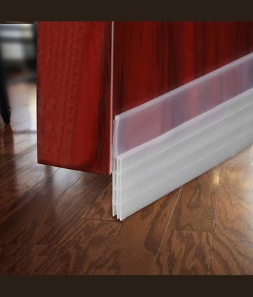 Self-Adhesive Silicon Door/Window Shield Tape Door Bottom Sealing Strip for Energy Saving, Noise Cancellation and Cooling- Color- White (1)