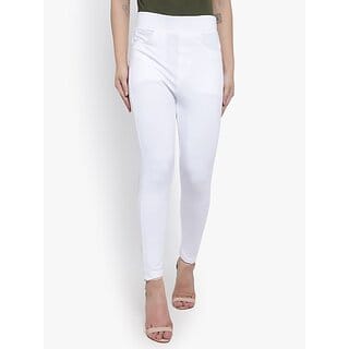 SHE PURE LUXURY WEAR White Jegging  (Solid)