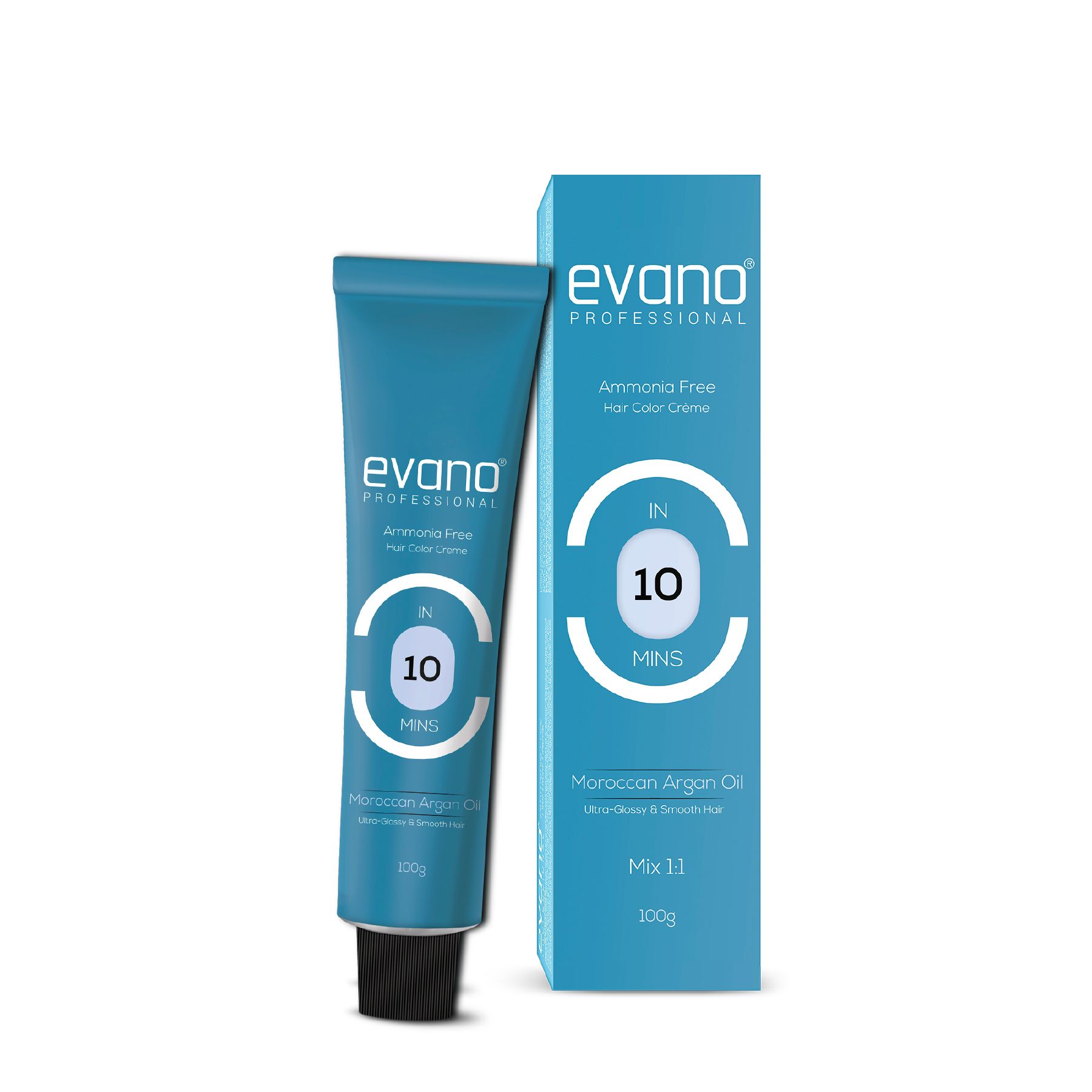 EVANO Professional Creme Hair Colour Darkest Brown 100g, Permanent Hair Color, 100% Grey Coverage in 10 Minutes