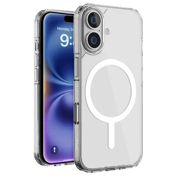 Croma TPU Back Cover with Tempered Glass for Apple iPhone 16 (Magsafe Compatible, Transparent)