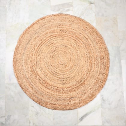 Indihomecraft India Jute Carpet for Living Room | Jute Round Floor Mat | Rugs for Living Room | Jute Centre Table Carpet (Natural Color, 3x3 Ft Round)
