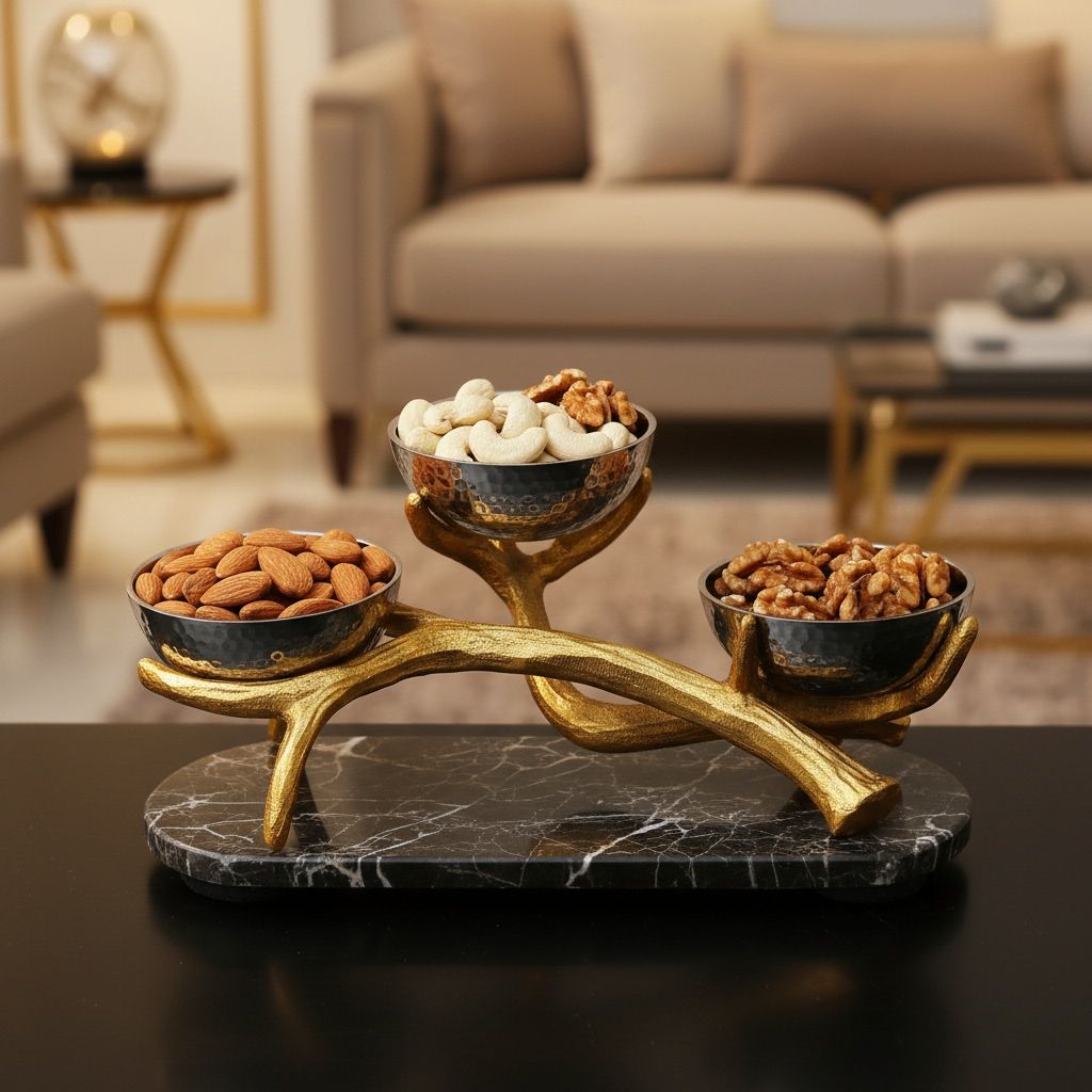 Aluminium Decorative Three Bowl With Base (AMAS3191/12)