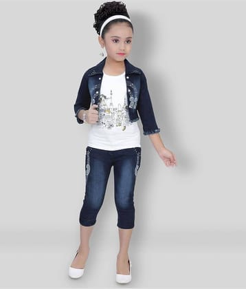Arshia Fashions Pack of 1 Girls Denim Top With Capris ( Black )