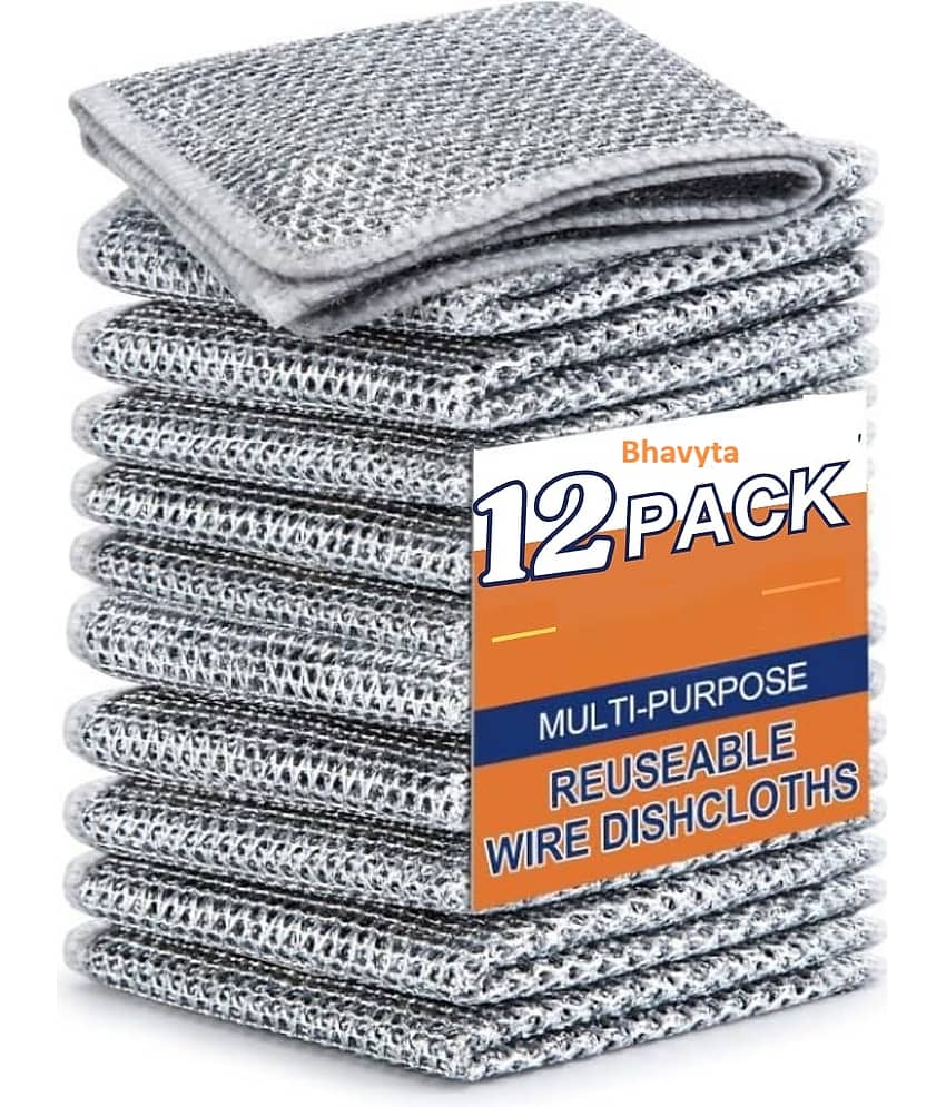 BHAVYTA COSMETIC Multicolor Stainless Steel Scrubber Non-Scratch Wire Dishcloth for Washing ( Set of 12 )