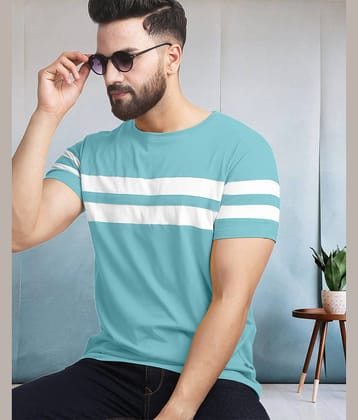 AOOSH Cotton Blend Regular Fit Colorblock Half Sleeves Men's Round T-Shirt - Black ( Pack of 1 )