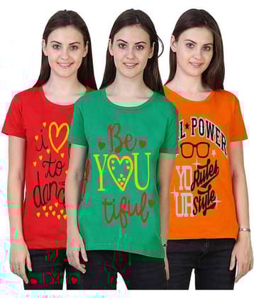 MIST N FOGG Women Cotton Regular Fit Round Neck T-Shirt ( Multi Color )