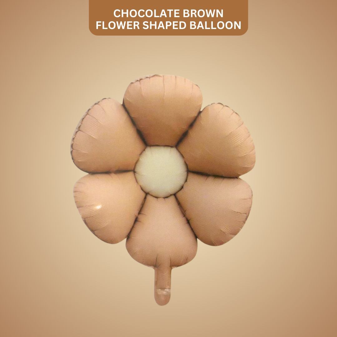 Chocolate Brown Flower Shaped Balloon - Air Filled - 24 inches - 1PC