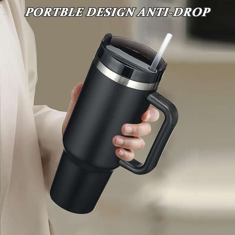B-87 Stainless Steel Tumbler Mug 1200 ml | Large Capacity Insulated Travel Mug with Straw & Lid (Random Color)