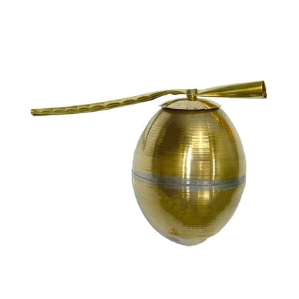 MAYAPURI Puja Nariyal/Daab/Brass Coconut for Pooja (Golden), Standard Size (Pack of 1)