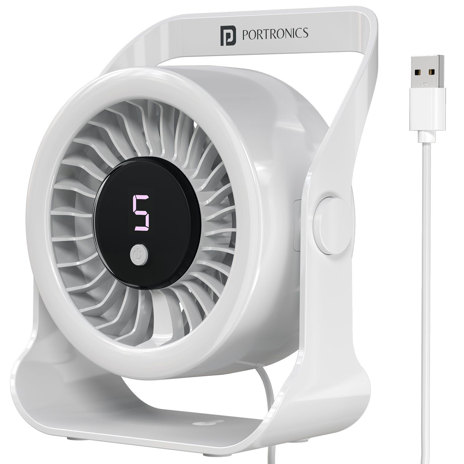 Portronics Toofan X Lite USB-Powered Table & Hanging Fan, a versatile and convenient cooling solution designed for home use - White