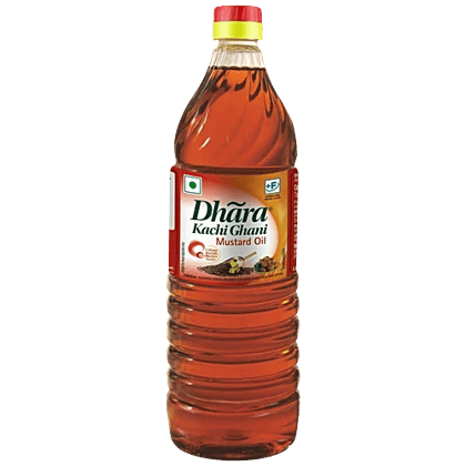 Dhara Kachi Ghani Mustard Oil, 1 L Bottle