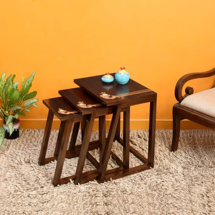 OoNA DAISY SO3 AAC290324 Teakwood Nest Of Table OoNA DAISY SO3 AAC290324 Teakwood Nest Of Table