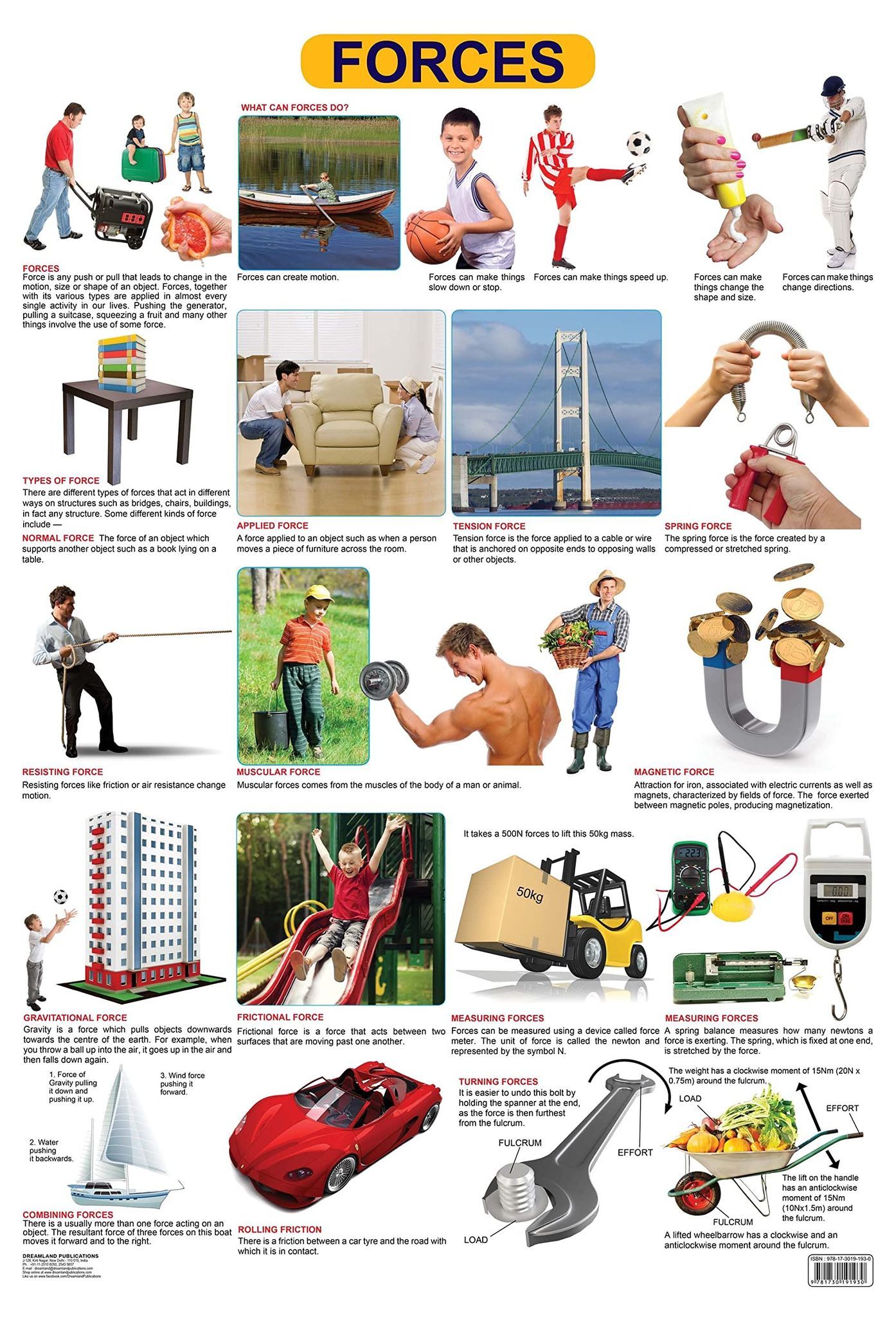 Forces Wall Chart (Science Chart) - Both Side Hard Laminated (Size 48 x 73 cm) [Poster] Dreamland Publications