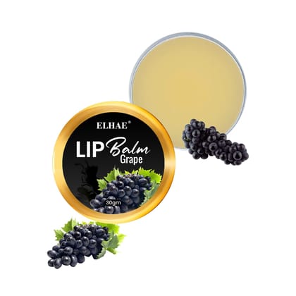 ELHAE Natural Lip Balm | Organic Oils, Desi Ghee & Glossy Finish in Grape Flavor| Deep Moisturizing Care & Lip Care � 30g