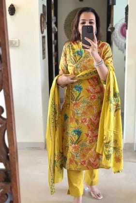 Tasrika Women Viscose Rayon Kurta Pant Dupatta Set
