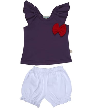 KABOOS Baby Girls 100% Cotton Top & Shorts ( Purple )