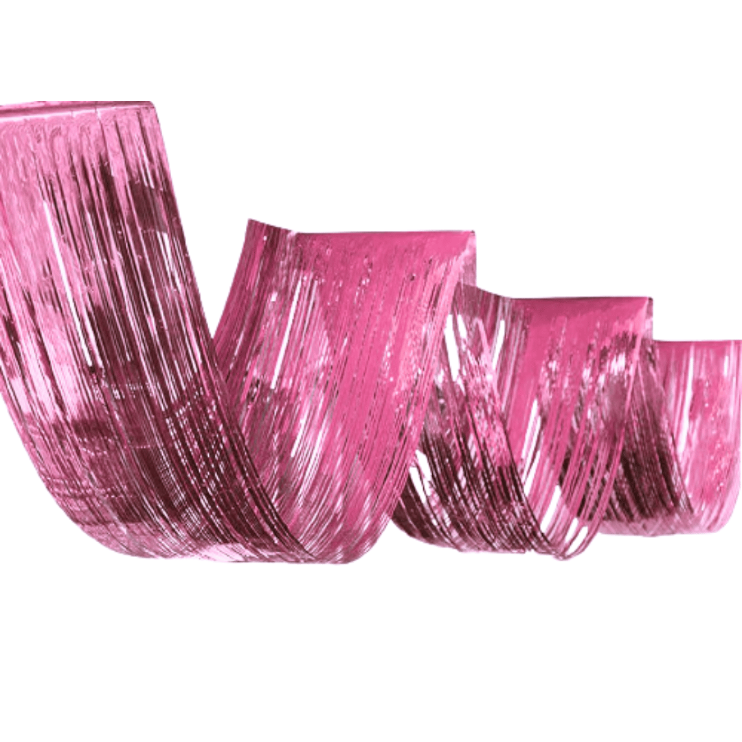 Pink Curved Effect Foil Curtain for Ceiling Decoration - 15FT X 1 FT - 1PC