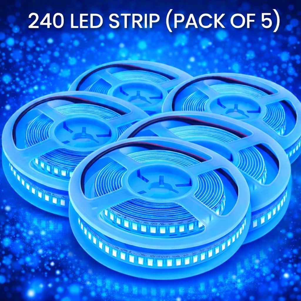SPARKWORLD 240 LEDs 5 m Blue Steady Strip Rice Lights (Pack of 5)
