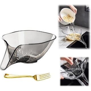 Multifunctional Drainer Basket - 2025 New Fruit Cleaning Bowl with Strainer Container, Kitchen Sink Food Collector Drainer Fruit Rinser Vegetable Wash Strainer Bowl (1pcs, transparent)