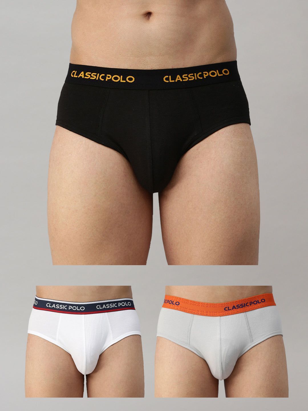 Classic Polo Men's Modal Solid Briefs | Scarce - Multicolor (Pack of 3)